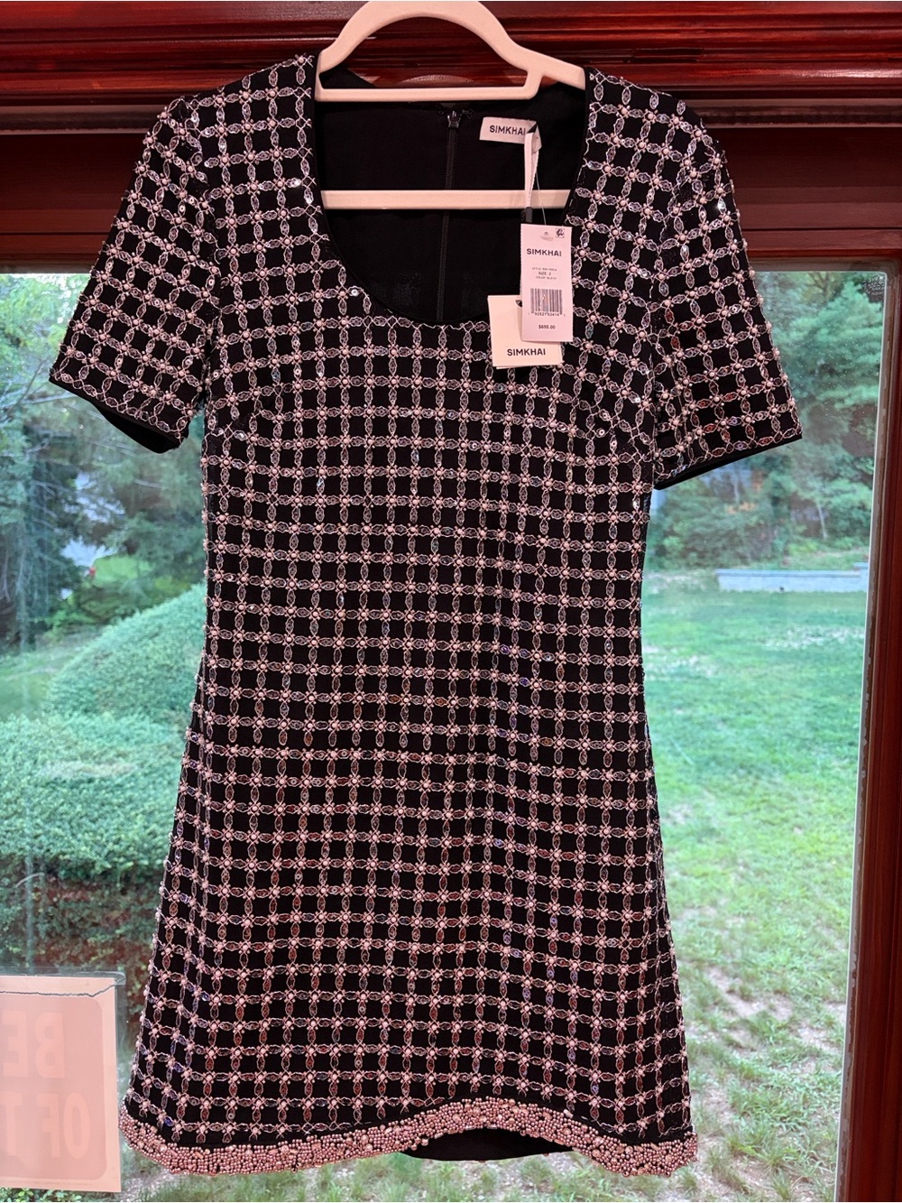 Simkhai Black & White Grid Short Sleeve Dress